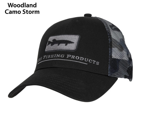 Simms Musky Icon Trucker Hat Woodland Camo Storn Simms Musky Icon Trucker Hat Woodland Camo Storn